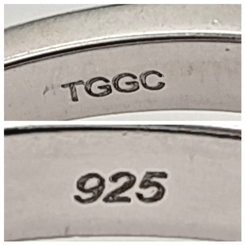 725 - A Pretty Sterling Silver Ametrine and Amethyst Set Trilogy Ring, Size S. The ring is set with a 1.5c... 