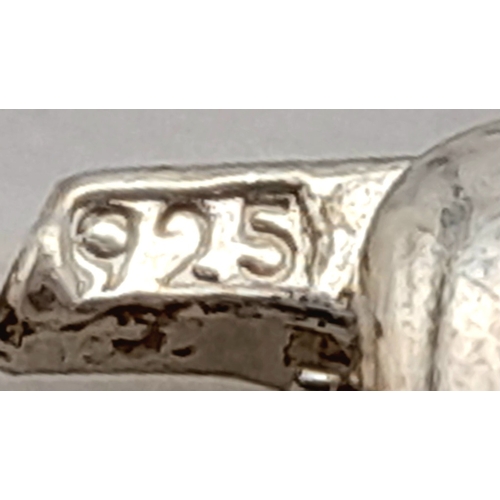 732 - A Pretty Sterling Silver Wave Design Amethyst Set Bracelet- 19cm Length. Set with Four 7mm Long Oval... 