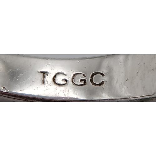 739 - A Sterling Silver Pear Cut Ruby Set Trilogy Ring, Size Q, The Ring is set with three 8mm Length Rubi... 