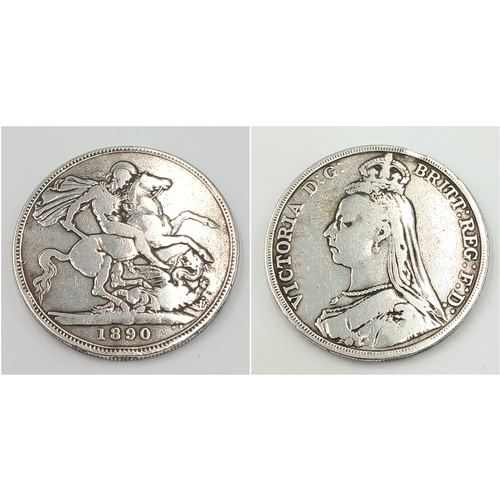 756 - 1890 SILVER CROWN coin. Fine Condition. Please see pictures.