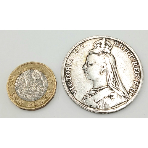 756 - 1890 SILVER CROWN coin. Fine Condition. Please see pictures.