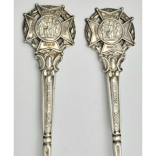 791 - 2 x EPNS Teaspoons of the Society of Miniature Rifle Clubs.