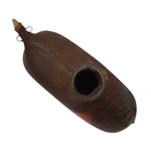 796 - WW1 French Water Bottle with a Post War Memorial Painting.