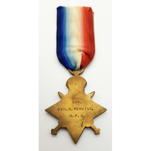 815 - Three WW2 Medals Awarded to DVR. Perkins of the Royal Artillery. Comes with a miniature medal bar.