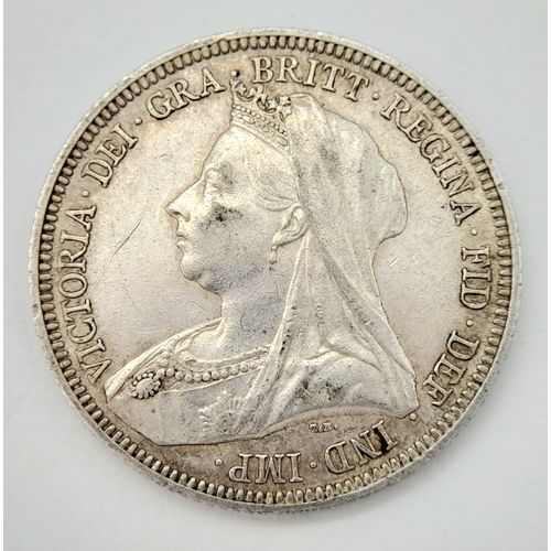 834 - An 1893 Queen Victoria Silver Shilling coin.