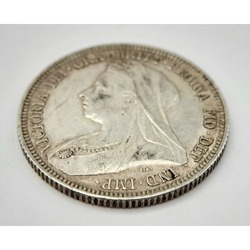 834 - An 1893 Queen Victoria Silver Shilling coin.