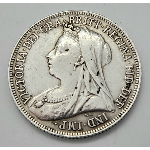 854 - A Queen Victoria 1895 Silver One Shilling Coin. Large Rose.