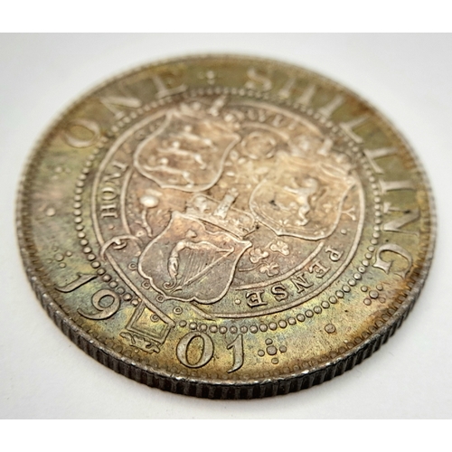 868 - A 1901 Queen Victoria Silver Shilling coin. EF.