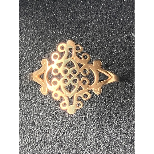 147 - Beautiful   9 CARAT GOLD SPANISH STYLE FILIGREE  RING. Fully hallmarked.1.4  Grams. Size X.af please... 