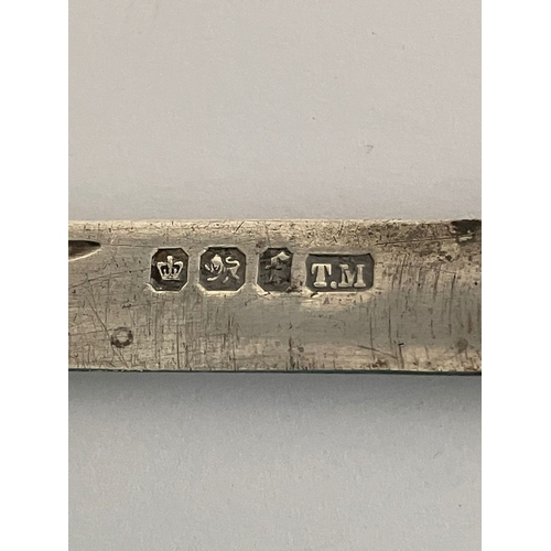 644 - Antique SILVER BLADED FRUIT KNIFE. Beautifully decorated mother-of-pearl handle. Hallmark for Thomas... 