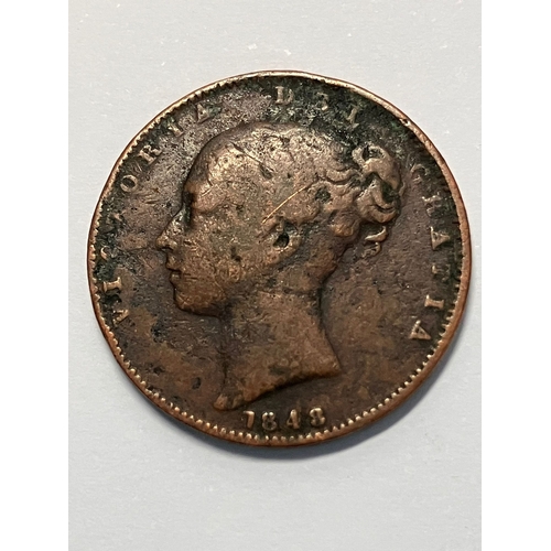735 - 1848 FARTHING coin . Early Victorian Larger Size in Very fine condition.