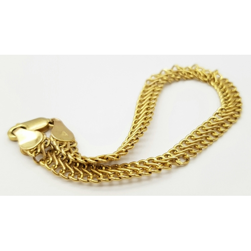 193 - A VERY NICE HERRINGBONE LINK BRACELET IN 9K GOLD .   3.4gms   19cms