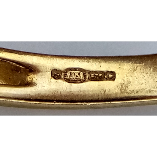 199 - A 9K GOLD RING WITH DIAMONDS AND EMERALDS .  2.1gms    size N