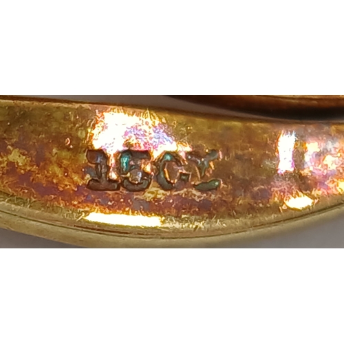 235 - AN ANTIQUE 15K GOLD BROOCH DECORATED WITH SEED PEARLS .      4.3gms