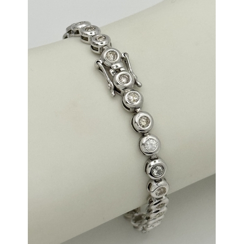 839 - A STUNNING 18K WHITE GOLD DIAMOND TENNIS BRACELET. DIAMOND WEIGHT 2CT. TOTAL WEIGHT 14.7G. TOTAL LEN... 
