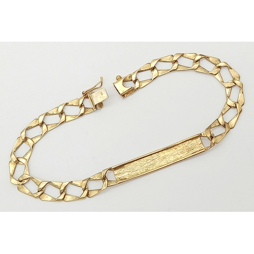 598 - A 9K Yellow Gold Identity Bracelet. Fortunately, it belonged to a John! 19cm. 10g.