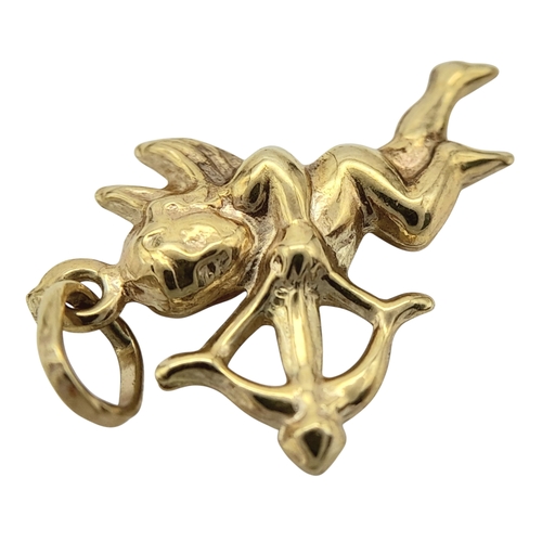 880 - A 9K Yellow Gold Cupid Pendant/Charm. 2cm. 0.67g.