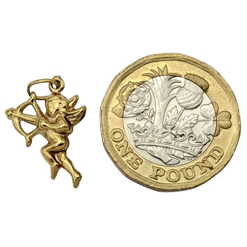 880 - A 9K Yellow Gold Cupid Pendant/Charm. 2cm. 0.67g.