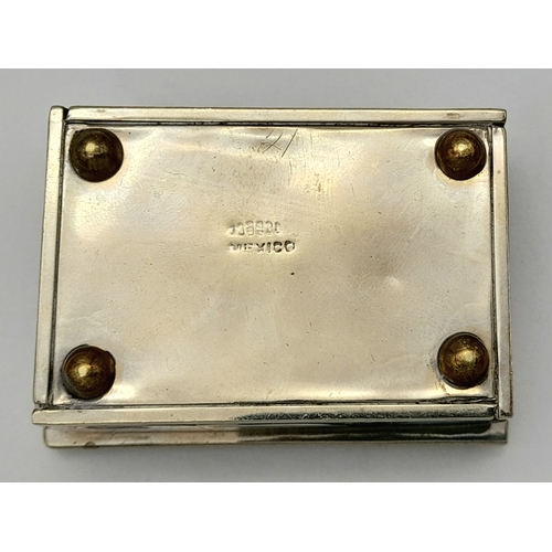 885 - A vintage Mexican rectangular trinket box with full Mother of Pearl inlay. L6.5 X W4.7 X H2.7 cm.