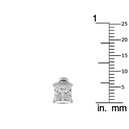 934 - A Pair of 14K White Gold 3.50ct Lab-Grown Diamond Earrings. Brilliant square-cut Lab Grown Diamonds ... 