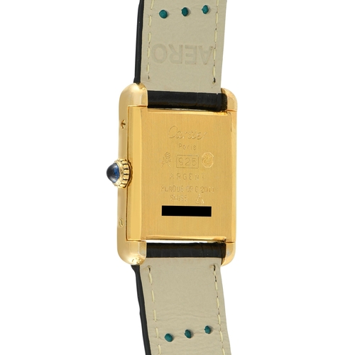 955 - A Cartier Must de Cartier Tank Logo Dial Vermeil Watch. Gold-plated sterling silver case that frames... 