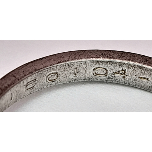 889 - A PLATINUM AND DIAMOND SOLITAIRE RING WITH AN EMERALD CUT DIAMOND .       4.2gms    size N . Ref: ST... 