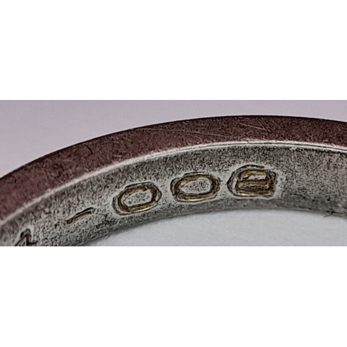 889 - A PLATINUM AND DIAMOND SOLITAIRE RING WITH AN EMERALD CUT DIAMOND .       4.2gms    size N . Ref: ST... 