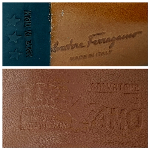 931 - A Pair of Salvatore Ferragamo Ladies Shoes. Leather and wood finish. In very good condition. Origina... 