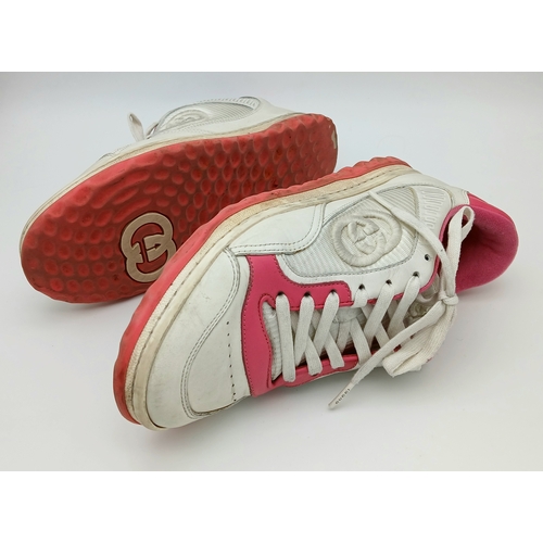783 - A retro-style pair of Gucci MAC80 leather pink and white female sneakers. Size 38 Ref J111.