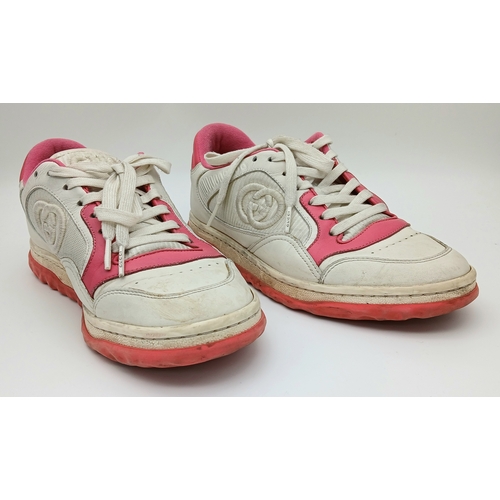 783 - A retro-style pair of Gucci MAC80 leather pink and white female sneakers. Size 38 Ref J111.