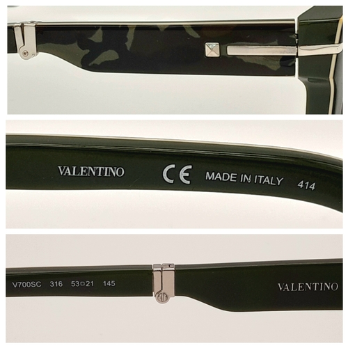 952 - A pair of Valentino Camouflage foldable sunglasses. Total length 15cm. Comes with COA and original c... 