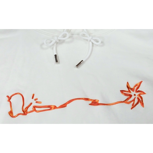 903 - A Dior white soft cotton embroidered logo hoodie. Size XS. Ref J310