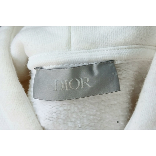 903 - A Dior white soft cotton embroidered logo hoodie. Size XS. Ref J310