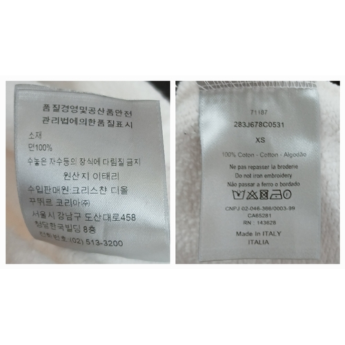 903 - A Dior white soft cotton embroidered logo hoodie. Size XS. Ref J310