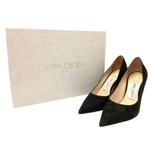 622 - A pair of Jimmy Choo classic black suede pointed Romy heels. Size 35/UK size 2.5. In a good conditio... 