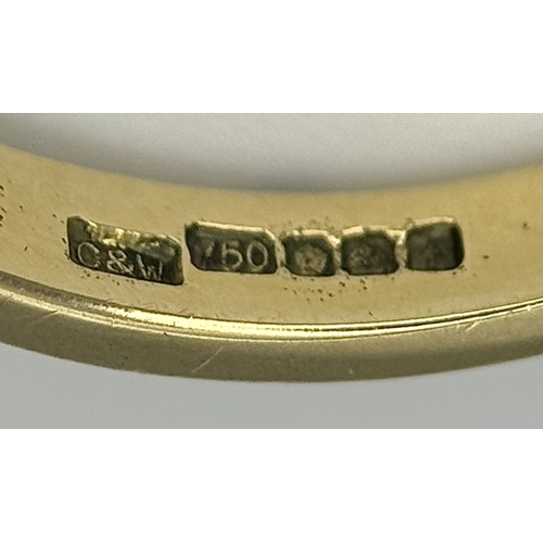 560 - An 18K Yellow Gold Emerald Cut Diamond Trilogy Ring. c. 0.50ctw. Size O. 3.45g. Ref: 18/82205.