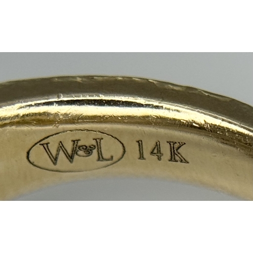 567 - A 14K Yellow Gold, Diamond Starburst Orbital Ring. c. 0.60ctw round brilliant cut diamonds. Size N. ... 