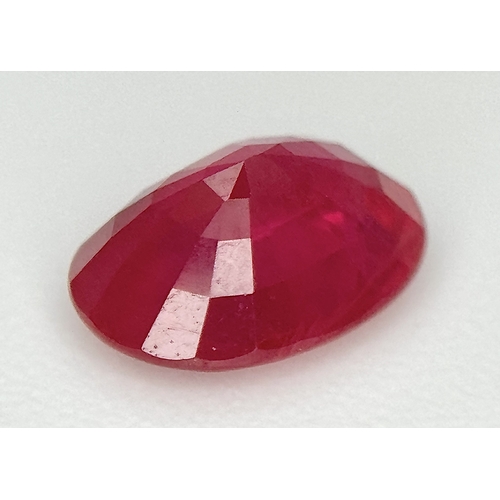 804 - A 1.26ct Oval Natural Ruby Gemstone. Burma (Myanmar) origin. Heated (minor residues). Gemological In... 