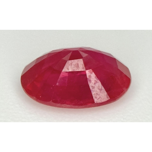804 - A 1.26ct Oval Natural Ruby Gemstone. Burma (Myanmar) origin. Heated (minor residues). Gemological In... 
