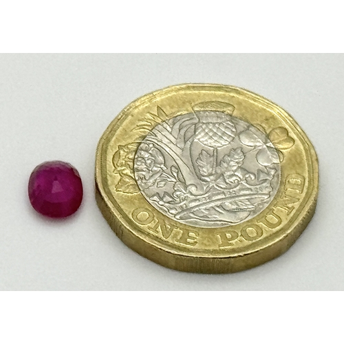 804 - A 1.26ct Oval Natural Ruby Gemstone. Burma (Myanmar) origin. Heated (minor residues). Gemological In... 
