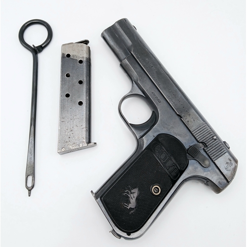 810 - A Deactivated Colt Semi-Automatic Model 1903 Hammerless Pistol. Original brown leather holster. A lo... 