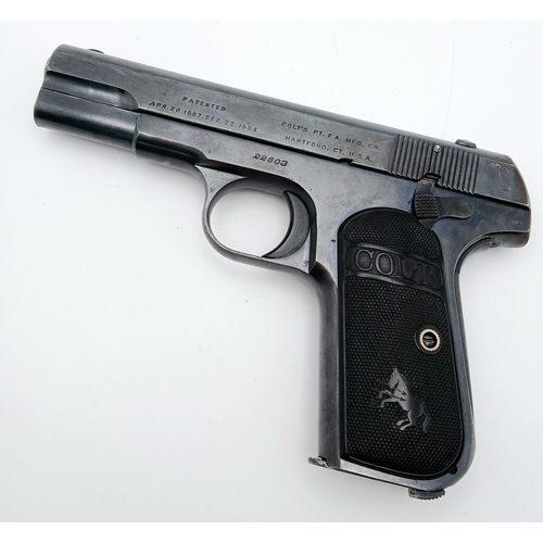 810 - A Deactivated Colt Semi-Automatic Model 1903 Hammerless Pistol. Original brown leather holster. A lo... 