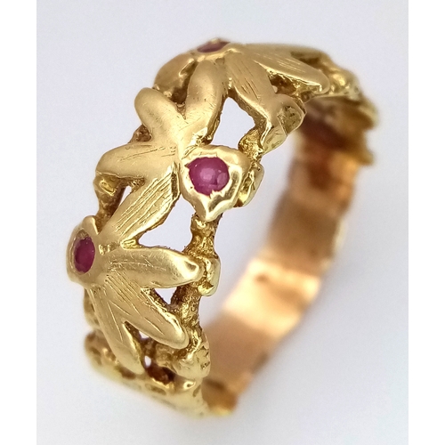 153 - An Antique Gold and Ruby Ring that has been Re-shanked at some stage. Front measures 17k gold - shan... 