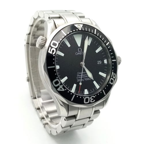 20 - An Omega Seamaster Automatic Divers Watch. Stainless steel bracelet and case - 42mm. Black dial with... 