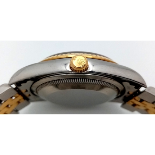 6 - A Beautiful Rolex, Green Dial Bi-Metal, Diamond Date Just Gents Watch. 18K gold and stainless steel ... 