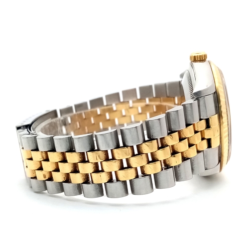 6 - A Beautiful Rolex, Green Dial Bi-Metal, Diamond Date Just Gents Watch. 18K gold and stainless steel ... 