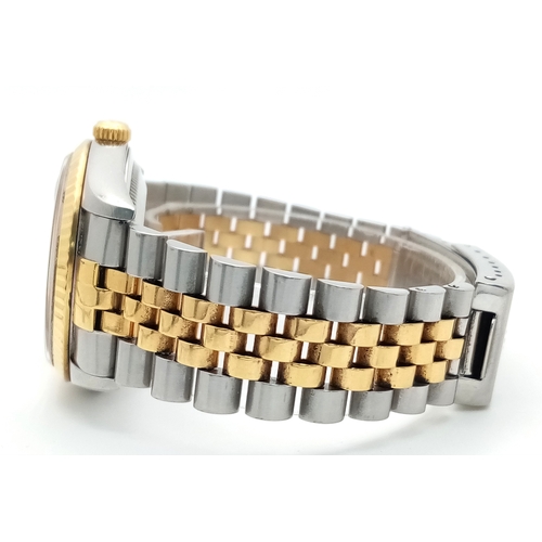 6 - A Beautiful Rolex, Green Dial Bi-Metal, Diamond Date Just Gents Watch. 18K gold and stainless steel ... 