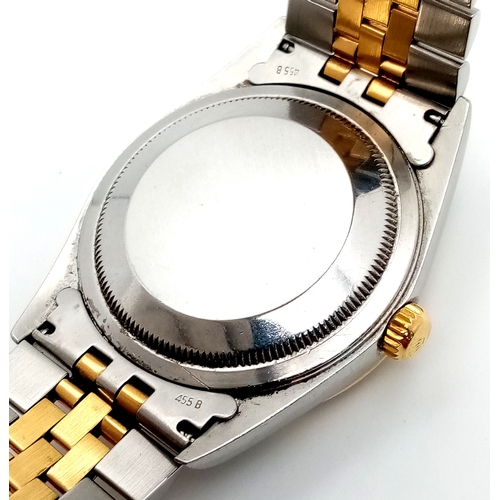 6 - A Beautiful Rolex, Green Dial Bi-Metal, Diamond Date Just Gents Watch. 18K gold and stainless steel ... 