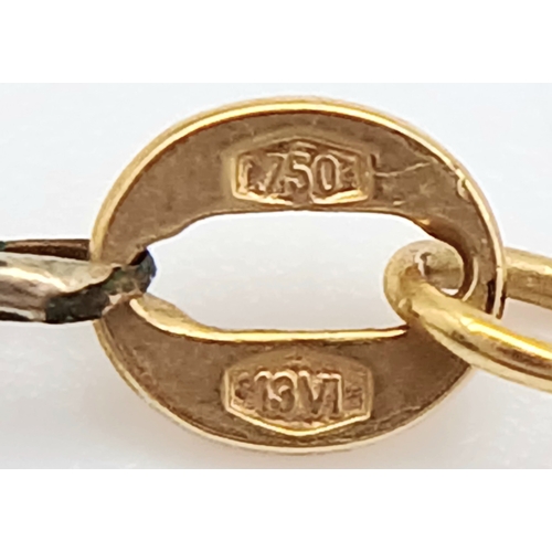 612 - An 18K Yellow Gold Disappearing Necklace. 56cm. 3.4g.