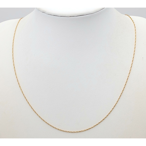 771 - A 9K Yellow Gold Disappearing Necklace. 44cm. 0.9g.